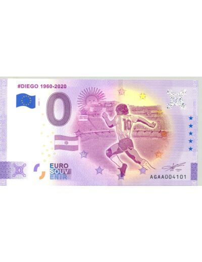 ARGENTINE 2020-1 DIEGO 1960-2020 VERSION ANNIVERSAIRE BILLET SOUVENIR 0 EURO