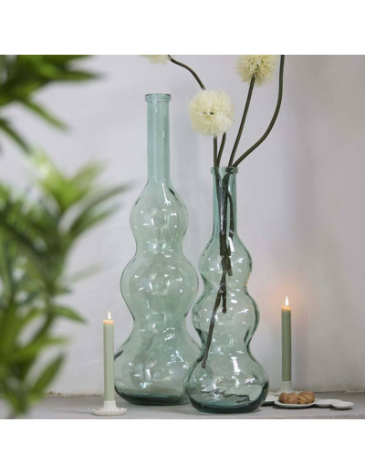 Vase Géant Venerio en Verre Vert Clair 33x33x100cm
