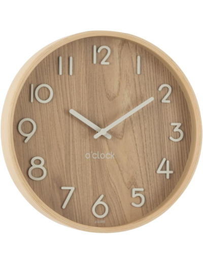 J-Line Horloge murale en bois de serpent/MDF naturel Taille S