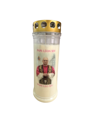 Bougie Funéraire 160 Heures Pape Léon XIV avec Prière