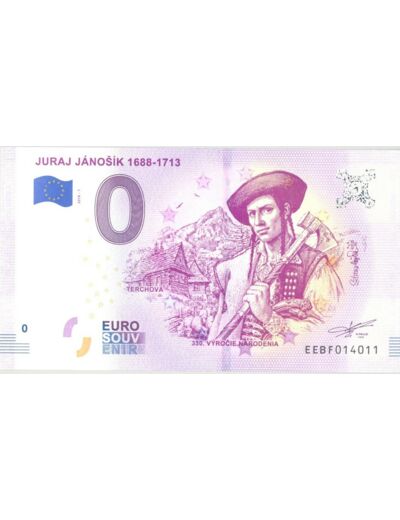 SLOVAQUIE 2018-1 JURAJ JANOSIK 1688-1713 BILLET SOUVENIR 0 EURO TOURISTIQUE