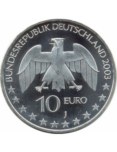 ALLEMAGNE 10 EURO 2003 J 200 ANS JUSTUS VON LIEBIG SUP ARGENT