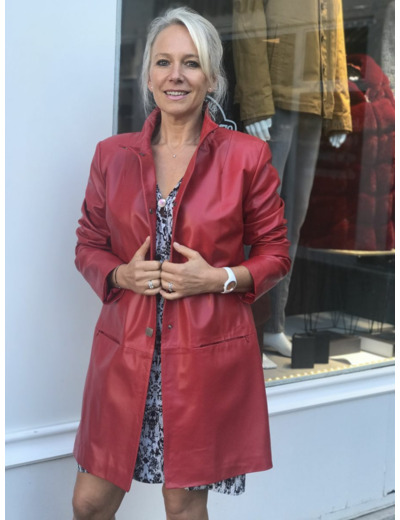 SAN1629 VESTE FEMME CUIR AGNEAU ROUGE OU NOIR