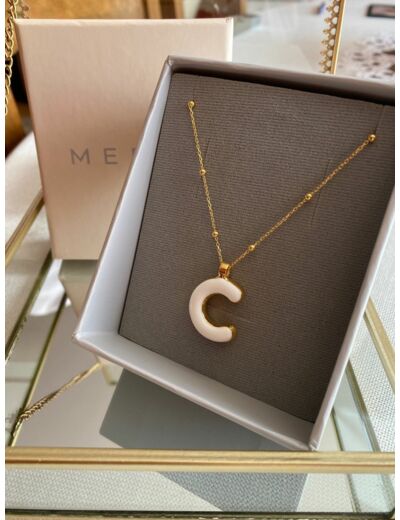 Collier initiale C - Say my Name Blanc