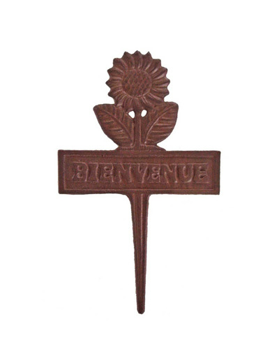 Set piques de jardin en fonte "Bienvenue" 19x30cm