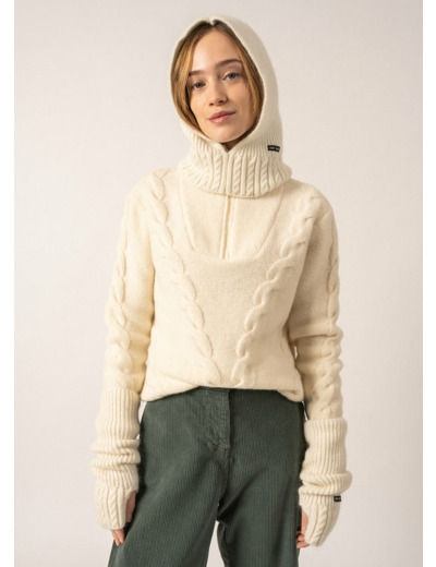 Cagoule en laine en maille fantaisie