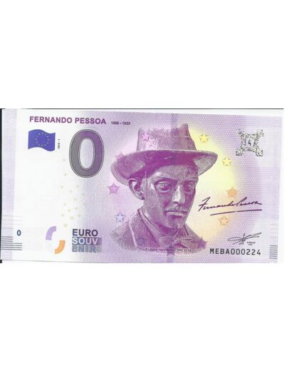 PORTUGAL 2018-1 FERNANDO PESSOA 0 EURO BILLET SOUVENIR TOURISTIQUE