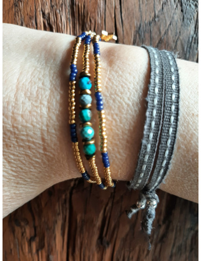 BRACELET MULTIRANGS AFRICAN BLUE