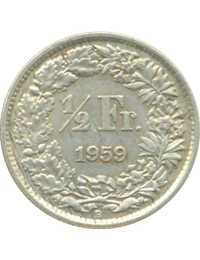 SUISSE 1/2 FRANC 1959 B TTB+ N2