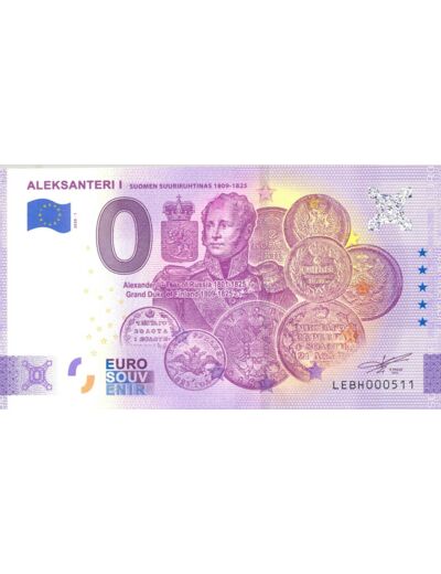 FINLANDE 2020-1 ALEKSANTERI I BILLET SOUVENIR 0 EURO TOURISTIQUE  NEUF