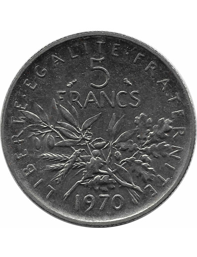 FRANCE 5 FRANCS SEMEUSE NICKEL 1970 SUP-