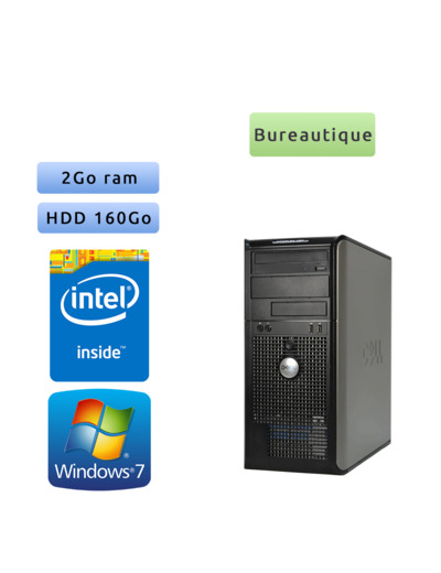 Dell Optiplex 780 MT - Windows 7 - 2.93Ghz 2Go 160Go - Port Série et Parallèle - Ordinateur Tour Bureautique PC