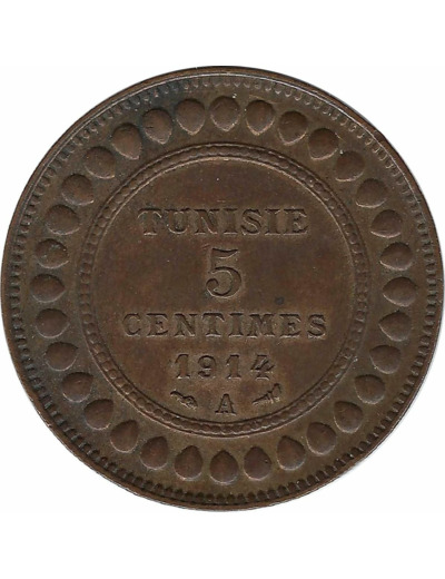 TUNISIE 5 CENTIMES 1914 A TTB+