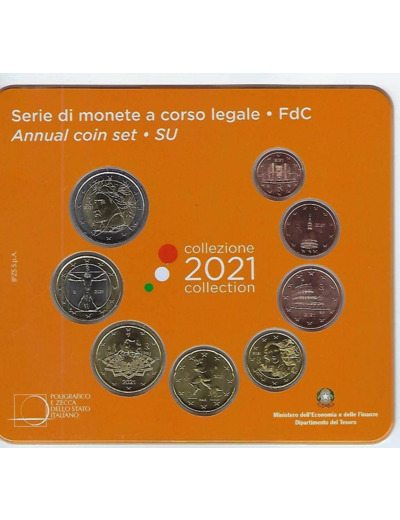 ITALIE 2021 SERIE 8 MONNAIES B.U