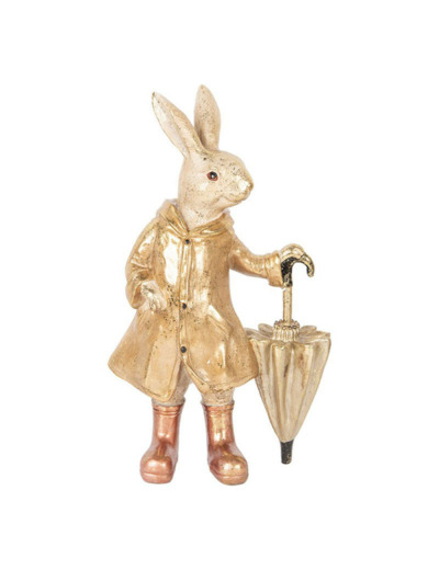 Statuette décorative lapin parapluie 20x12x33cm