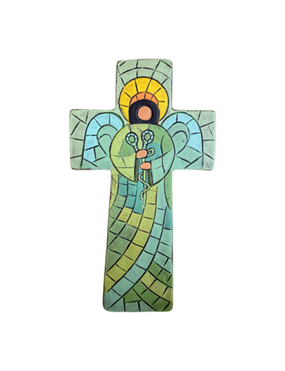 Croix en céramique 15x10cm - ANGE MÉDECIN