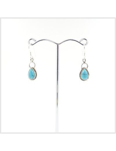 Boucles d'oreilles Turquoise et Argent Massif