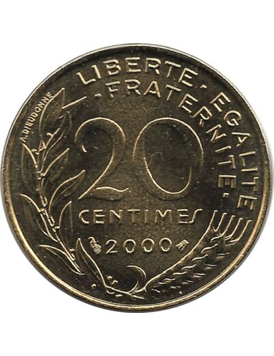FRANCE 20 CENTIMES LAGRIFFOUL 2000 BU
