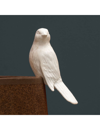 Canari Décoratif en Porcelaine Blanche 13x4cm