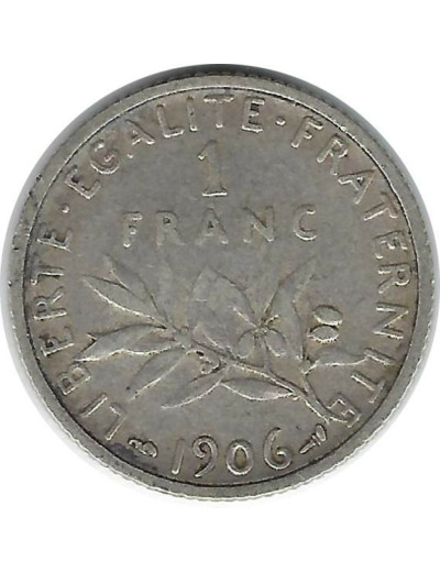 FRANCE 1 FRANC SEMEUSE 1906 TTB
