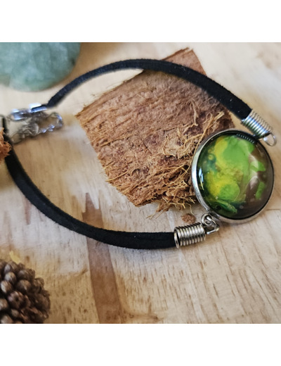 Bracelet en cordon avec pendentif et base ronde (20 mm) en acier inoxydable