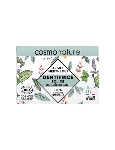 Dentifrice solide rafraîchissant argile et menthe bio 23g