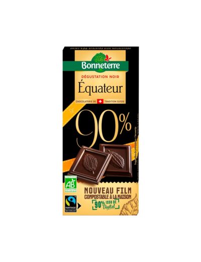 Chocolat noir Bio Equateur 90%-80g-Bonneterre