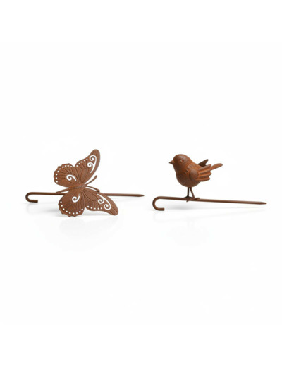 Ensemble 2 supports boules de graisses oiseau papillon 16x9x27cm