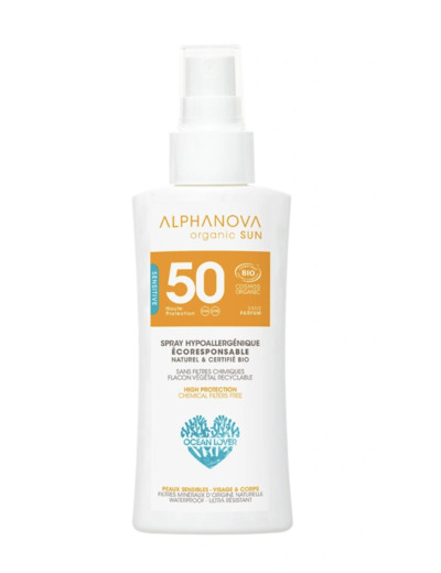 Crème solaire hypoallergénique format voyage SPF50+ Alphanova - 90g