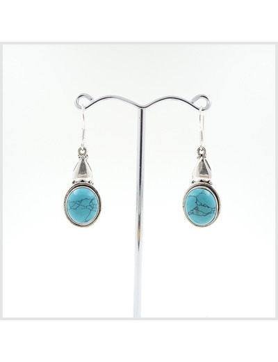 Boucles Turquoises en argent massif