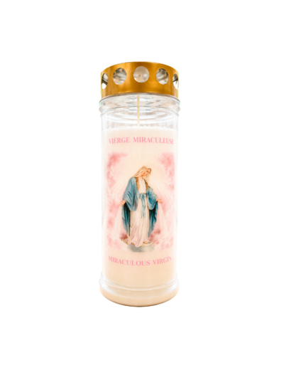 Bougie Funéraire 160 Heures Vierge Miraculeuse avec Prière