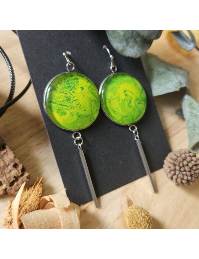 Boucles d'oreilles en métal argenté (pendentifs 25mm)