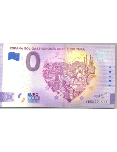 ESPAGNE 2020-1 SOL GASTRONOMIA ARTE Y CULTURA BILLET SOUVENIR 0 EURO