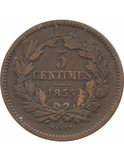 LUXEMBOURG 5 CENTIMES 1855 A TTB