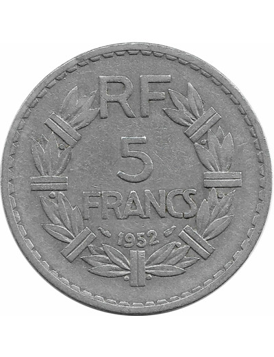 FRANCE 5 FRANCS LAVRILLIER Aluminium 1952 TB+