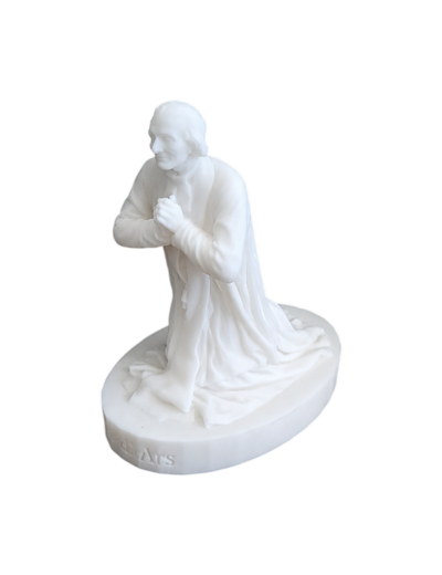 Saint Curé D'Ars - Statue 10cm en Albaster - Blanc