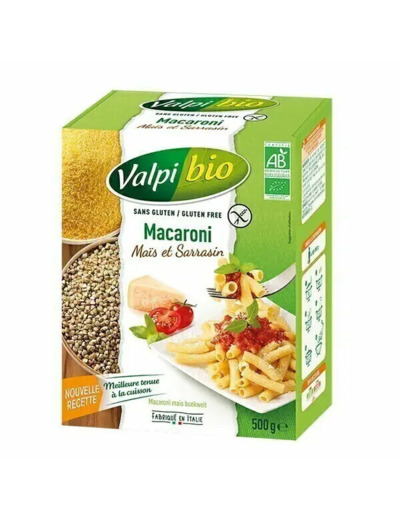 Macaroni Sans gluten et Bio-Maïs et Sarrasin-250g-Valpi Bio