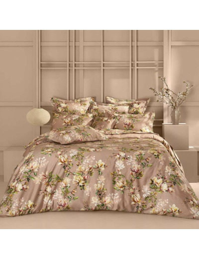 Housse de couette MAGNOLIAS ROSE FUMÉ Garnier Thiebaut