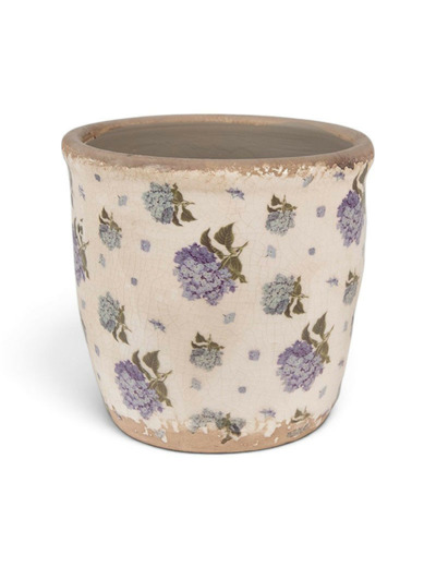 Pot de fleurs intérieur céramique beige bleu 13x12x12cm