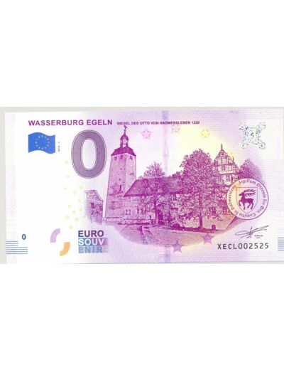 ALLEMAGNE 2018- 1 WASSERBURG EGELN Num. 2525 BILLET SOUVENIR 0 EURO TOURISTIQUE