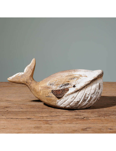 Sculpture Baleine Bois Naturel 22x11x13cm