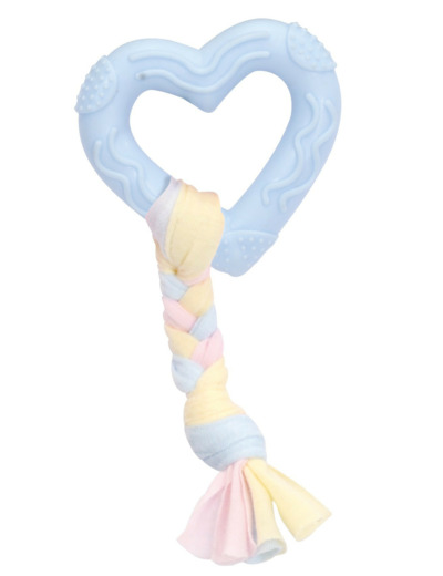 Jouet chien, Cœur en TPR avec tresse en coton - 7cm
