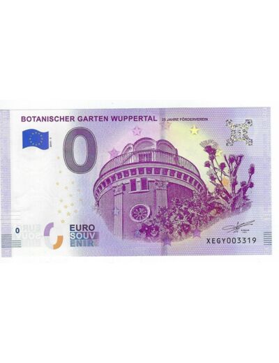 ALLEMAGNE 2019-1 BOTANISCHER GARTEN WUPPERTAL BILLET SOUVENIR 0 EURO