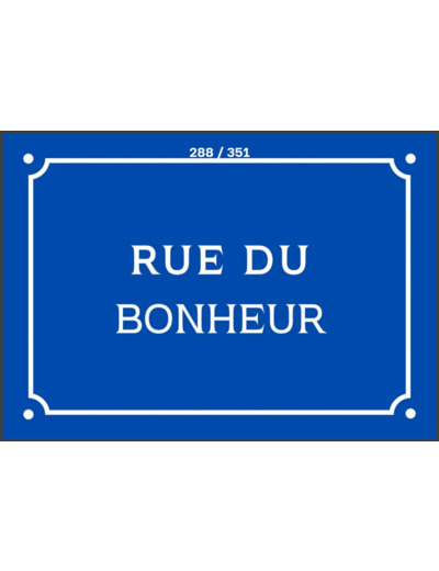 Plaque métal vintage - Rue du bonheur - 20 x 30 cm