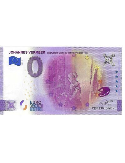 PAYS BAS 2021-4 JOHANNES VERMEER BILLET SOUVENIR 0 EURO