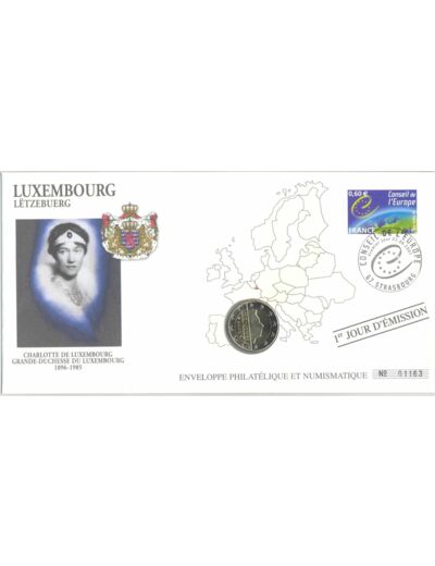 ENVELOPPE PHILATELIQUE NUMISMATIQUE CONSEIL EUROPE 2 EURO LUXEMBOURG 2006
