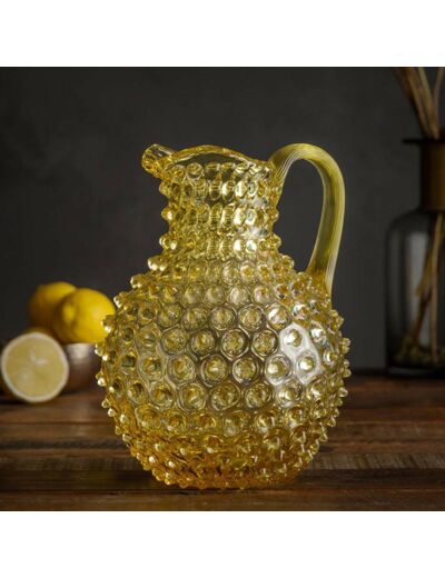 Carafe cristal jaune pointe de diamant 2L 19x17x23cm