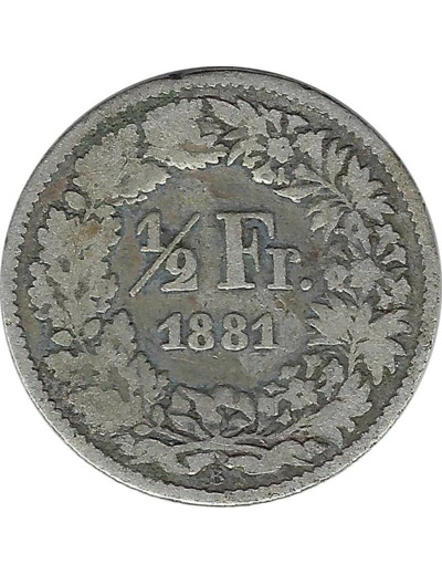 SUISSE 1/2 FRANC 1881 B TB-