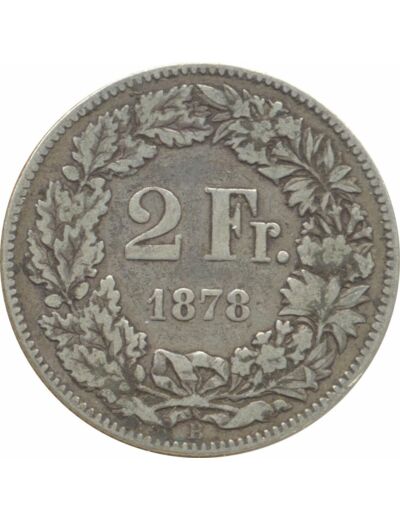 SUISSE 2 FRANCS 1878 B TB+ N1