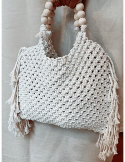 Sac crochet perle - BEIGE